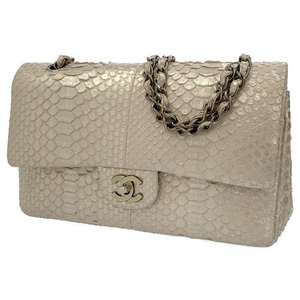 Chanel Chain Shoulder Bag Matelasse Coco Mark Double Flap Python